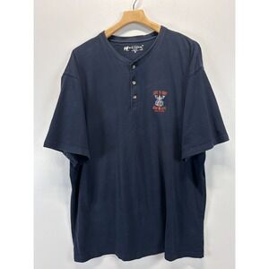 Vtg Big Dogs Henley Shirt Sz 2XL Navy Live To Ride Motorcycle Men's Short Sleeve